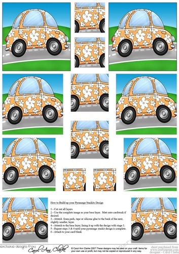 Funky Floral Car - Pyramage sheet
