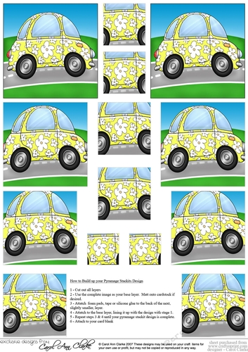 Funky Floral Car - Pyramage sheet
