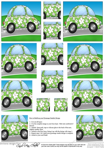 Funky Floral Car - Pyramage sheet