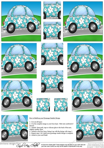 Funky Floral Car - Pyramage sheet