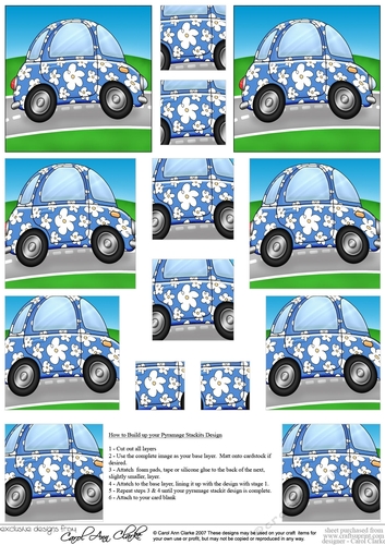 Funky Floral Car - Pyramage sheet