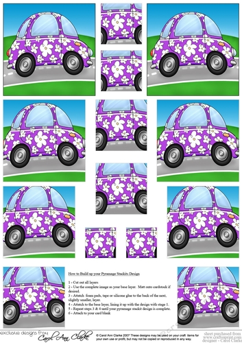 Funky Floral Car - Pyramage sheet