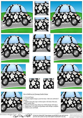 Funky Floral Car - Pyramage sheet