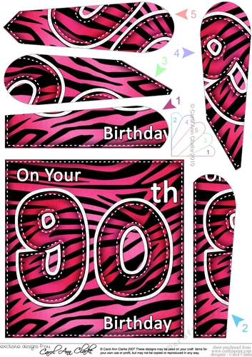Fun Zebra Striped 90th Birthday Fan Pyramage Topper