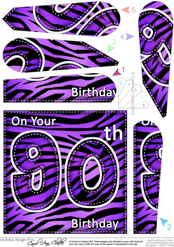 Fun Zebra Striped 90th Birthday Fan Pyramage Topper