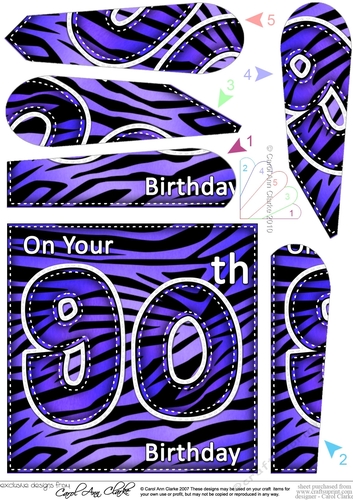 Fun Zebra Striped 90th Birthday Fan Pyramage Topper