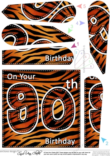 Fun Zebra Striped 90th Birthday Fan Pyramage Topper