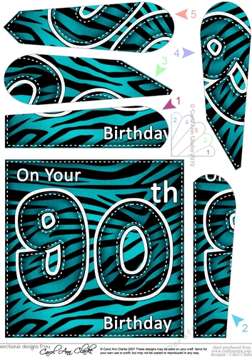 Fun Zebra Striped 90th Birthday Fan Pyramage Topper