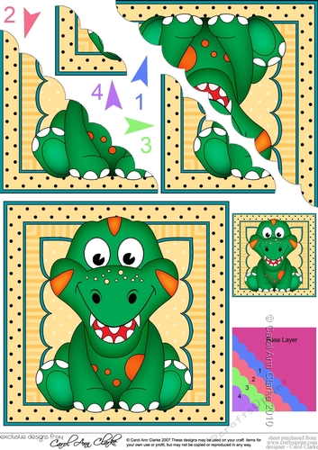 Cute Little Dinosaur Scalloped Corner Stacker