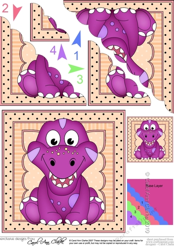 Cute Little Dinosaur Scalloped Corner Stacker