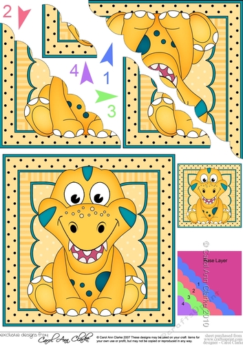 Cute Little Dinosaur Scalloped Corner Stacker