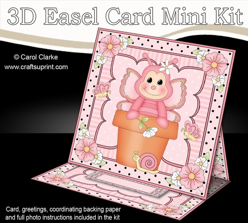 3D Easel Card Mini Kit - Flowerpot Friends - Cute Butterfly