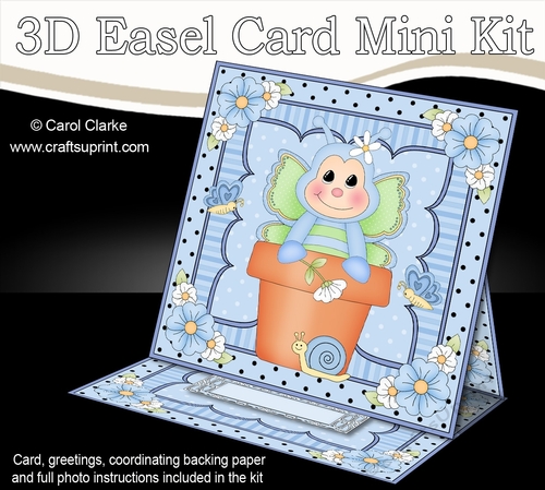 3D Easel Card Mini Kit - Flowerpot Friends - Cute Butterfly