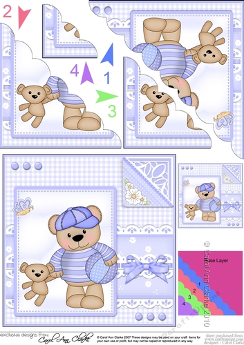 Cute Little Austin Bear - Scalloped Corner Stacker