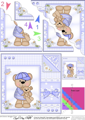 Cute Little Austin Bear - Scalloped Corner Stacker