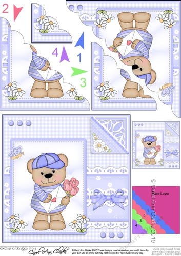 Cute Little Austin Bear - Scalloped Corner Stacker