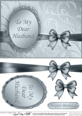 A5 Elegant Metallic Husband Quick Card with 3D Decoupage