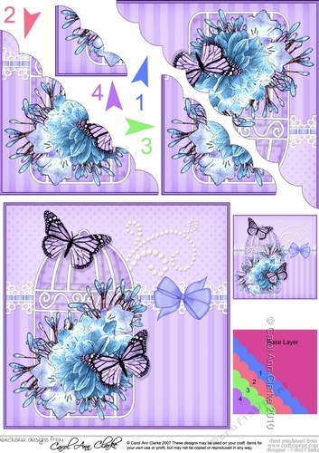Pretty Flowers & Butterfly Birdcage Scalloped Corner Stacker