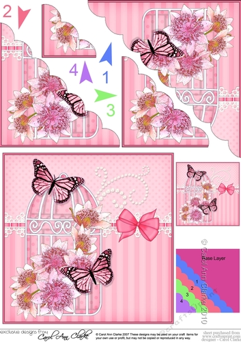 Pretty Flowers & Butterfly Birdcage Scalloped Corner Stacker