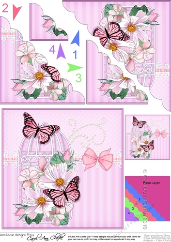 Pretty Flowers & Butterfly Birdcage Scalloped Corner Stacker
