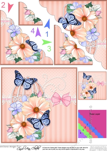 Pretty Flowers & Butterfly Birdcage Scalloped Corner Stacker