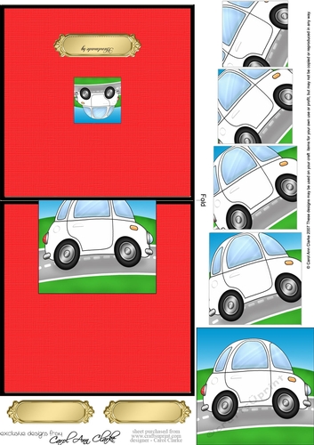 Funky Car - No-Hole Easy Over the Edge Card & Spiral Pyramid Topper
