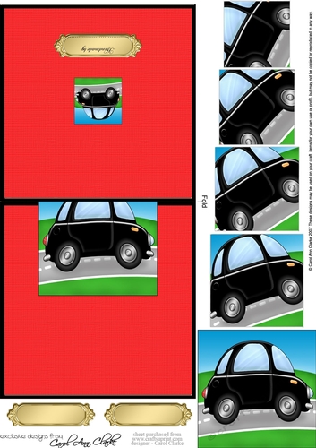 Funky Car - No-Hole Easy Over the Edge Card & Spiral Pyramid Topper