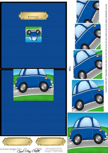 Funky Car - No-Hole Easy Over the Edge Card & Spiral Pyramid Topper