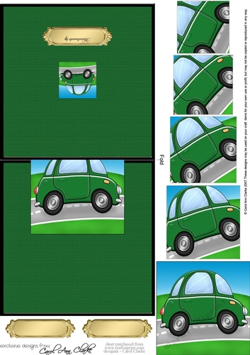 Funky Car - No-Hole Easy Over the Edge Card & Spiral Pyramid Topper