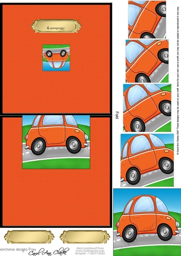 Funky Car - No-Hole Easy Over the Edge Card & Spiral Pyramid Topper