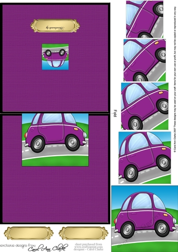 Funky Car - No-Hole Easy Over the Edge Card & Spiral Pyramid Topper