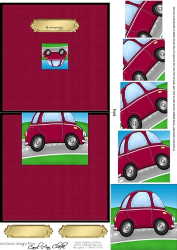 Funky Car - No-Hole Easy Over the Edge Card & Spiral Pyramid Topper
