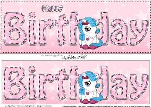 Large DL HAPPY BIRTHDAY 3D decoupage with Cute Pony