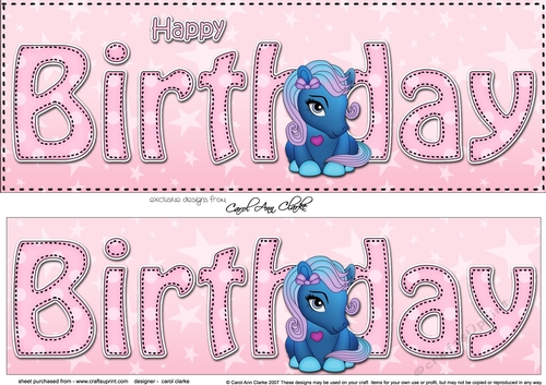 Large DL HAPPY BIRTHDAY 3D decoupage with Cute Pony