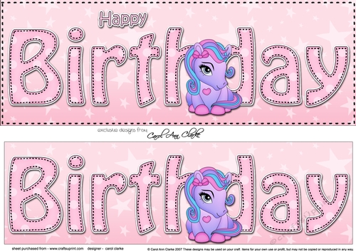 Large DL HAPPY BIRTHDAY 3D decoupage with Cute Pony