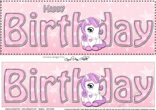 Large DL HAPPY BIRTHDAY 3D decoupage with Cute Pony