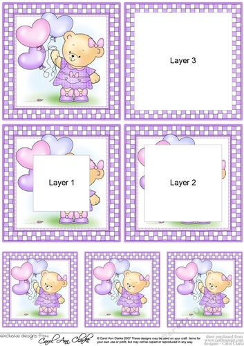 Hunney Bear Rosie has Pretty Balloons - Tunnel Topper