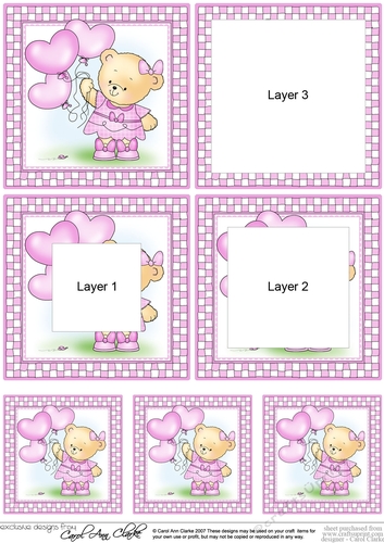 Hunney Bear Rosie has Pretty Balloons - Tunnel Topper