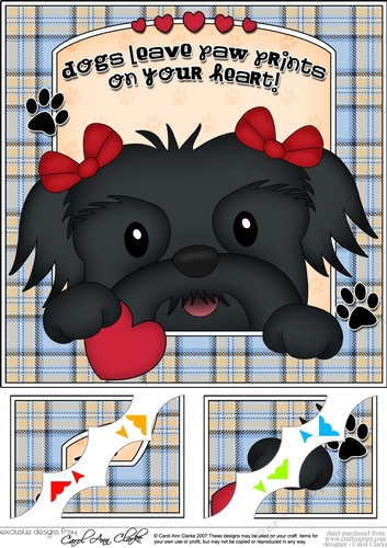 8 x 8 Scalloped Corner Topper - Dogs Leave Paw Prints - Shih Tzu Dog