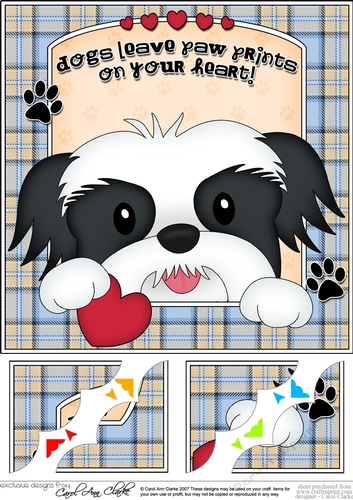 8 x 8 Scalloped Corner Topper - Dogs Leave Paw Prints - Shih Tzu Dog