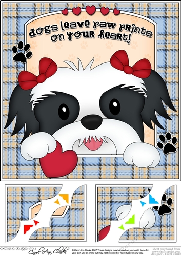 8 x 8 Scalloped Corner Topper - Dogs Leave Paw Prints - Shih Tzu Dog
