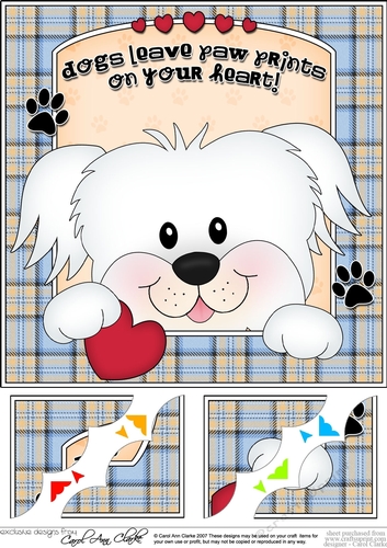8 x 8 Scalloped Corner Topper - Dogs Leave Paw Prints - Bichon Frise Dog