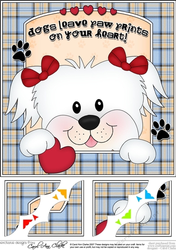 8 x 8 Scalloped Corner Topper - Dogs Leave Paw Prints - Bichon Frise Dog