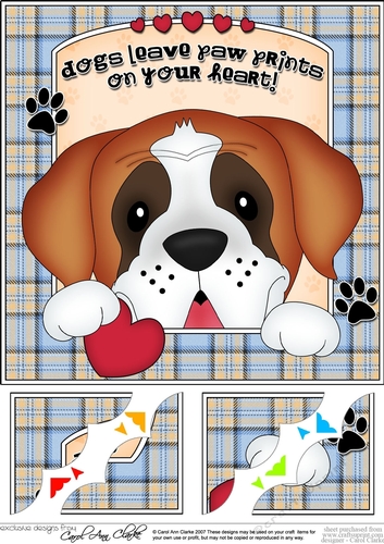 8 x 8 Scalloped Corner Topper - Dogs Leave Paw Prints - St Bernard Dog