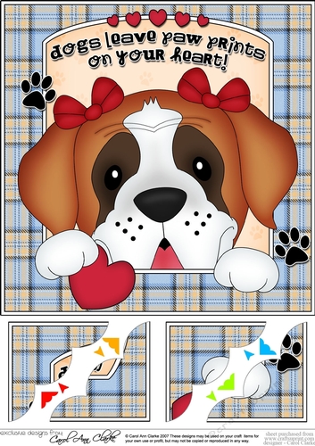 8 x 8 Scalloped Corner Topper - Dogs Leave Paw Prints - St Bernard Dog