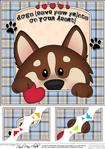 8 x 8 Scalloped Corner Topper - Dogs Leave Paw Prints - Husky Dog