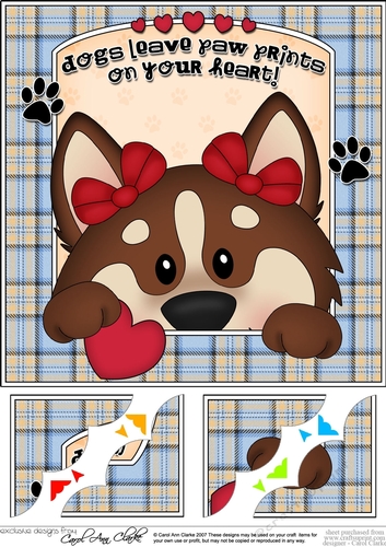 8 x 8 Scalloped Corner Topper - Dogs Leave Paw Prints - Husky Dog