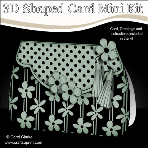 3D Shaped Card  Kit - Pretty Daisy & Dots Fold Over Clutch Bag