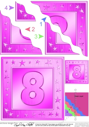 8th Birthday Bright Metallic Age Wavy Corner Side Stacker