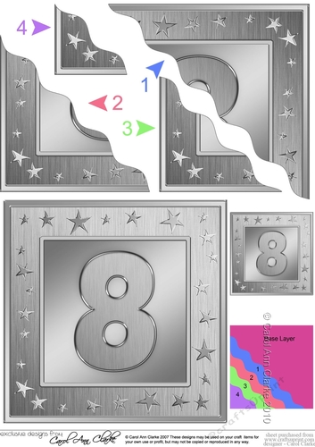 8th Birthday Bright Metallic Age Wavy Corner Side Stacker